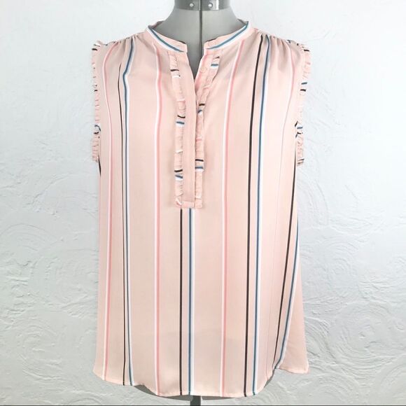 Worthington Peach Pink Blouse with Vertical Stripe - Picture 1 of 7